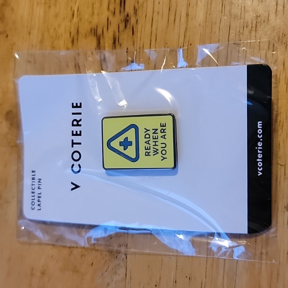 FIGS SCRUBS READY WHEN YOU ARE V COTERIE ENAMEL PIN